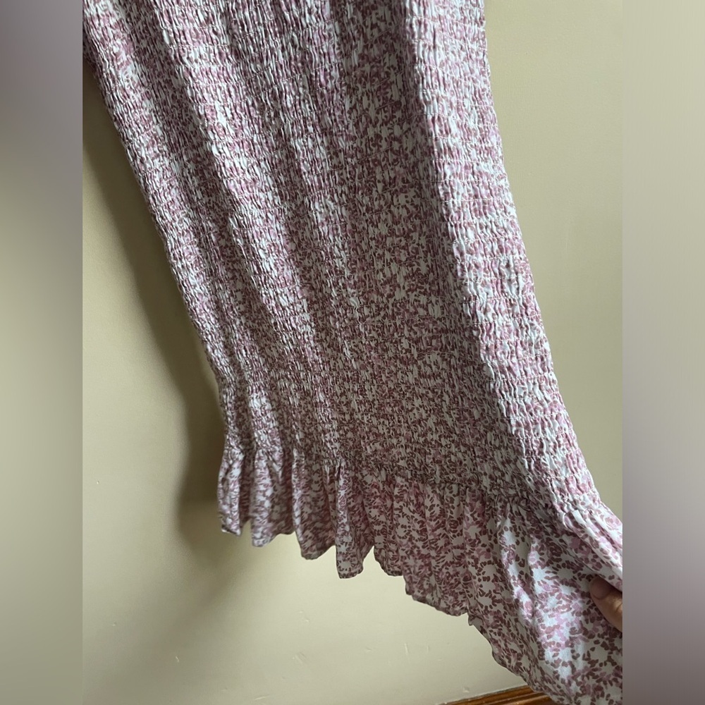 Japna smocked body puff sleeve dress ditsy floral size L 100% Rayon - Picture 4 of 8